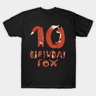 10Th Birthday Fox Lover 10 Years Old Boys And Girls Party T-Shirt